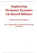 Engineering Mechanics Dynamics  14th Edition By Russell Hibbeler (Solution Manual)