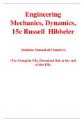 Engineering Mechanics Dynamics 15th Edition By Russell  Hibbeler (Solution Manual)