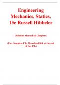 Engineering Mechanics Statics 15th Edition By Russell Hibbeler (Solution Manual)
