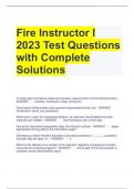 Fire Instructor I 2023 Test Questions with Complete Solutions 
