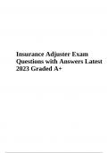 Insurance Adjuster Exam Test 2023 (Questions with Answers) Graded A+