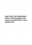 State Farm Fire Policy Exam Questions and Answers Latest Updated 2023 Rated 100%