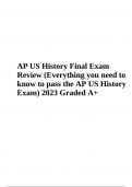 AP US History Final Exam Test 2023 (Questions with Answers) Graded A+