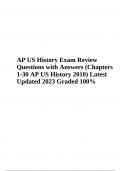 AP US History Final Exam Test 2023 (Questions with Answers) Graded A+ & AP US History Exam Test | Questions and Answers | Latest Updated Graded A 2023 (Complete Study Guide)