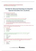  Test Bank for Abnormal Psychology An Integrative  Approach 6th Edition Part 1 by Barlow 