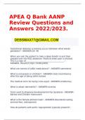 APEA Q Bank AANP Review Questions and Answers 2022/2023.