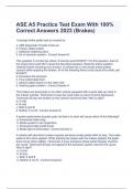 ASE A5 Practice Test Exam With 100% Correct Answers 2023 (Brakes)