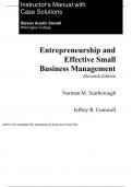 Entrepreneurship and Effective Small Business Management  11th Edition By Norman Scarborough, Jeffrey Cornwall (Solution Manual)