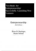 Entrepreneurship Successfully Launching New Ventures 6th Edition By Bruce Barringer, Duane Ireland (Test Bank)