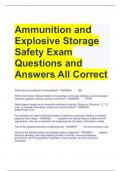 Ammunition and Explosive Storage Safety Exam Questions and Answers All Correct 