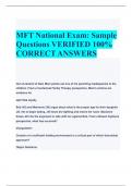 MFT National Exam: Sample  Questions VERIFIED 100%  CORRECT ANSWERS
