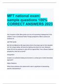 MFT national exam:  sample questions 100%  CORRECT ANSWERS 2023