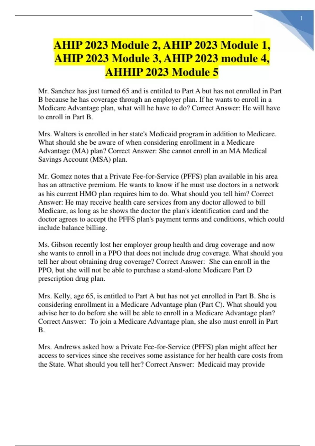 AHIP 2023 Module 2, AHIP 2023 Module 1,AHIP 2023 Module 3, AHIP 2023 ...