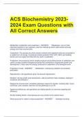 ACS Biochemistry 2023-2024 Exam Questions with All Correct Answers
