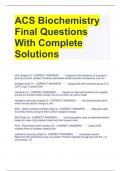 ACS Biochemistry Final Questions With Complete Solutions