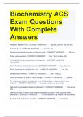 Biochemistry ACS Exam Questions With Complete Answers