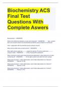 Biochemistry ACS Final Test Questions With Complete Answers