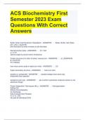 ACS Biochemistry First Semester 2023 Exam Questions With Correct Answers