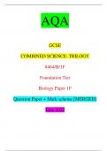 AQA GCSE COMBINED SCIENCE: TRILOGY 8464/B/1F Foundation Tier Biology Paper 1F Question Paper + Mark scheme [MERGED] June 2022 *jun228464b1f01* IB/M/Jun22/E11 8464/B/1F For Examiner’s Use Question Mark 1