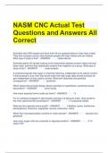 Bundle For NASM CNC Exam Questions with All Correct Answers