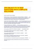 CPO SELECT FY 16 TEST QUESTIONS WITH COMPLETE SOLUTIONS