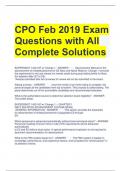 CPO Feb 2019 Exam Questions with All Complete Solutions 