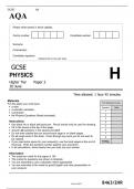 AQA GCSE PHYSICS Higher Tier Paper 2HR June 2022 question paper