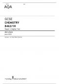 AQA GCSE CHEMISTRY Paper 1 Higher Tier Mark scheme June 2022- 8462/1H