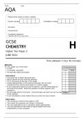 AQA GCSE CHEMISTRY Higher Tier Paper 2 JUNE 2022 official question paper