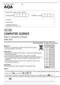 AQA GCSE COMPUTER SCIENCE Paper 2 JUNE 2022 question paper- Computing Concepts 