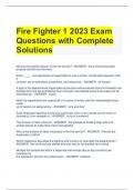 Fire Fighter 1 2023 Exam Questions with Complete Solutions