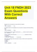 Unit 18 FNDH 2023 Exam Questions With Correct Answers