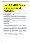 Unit 7 FNDH Exam Questions And Answers