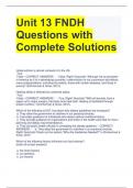 Unit 13 FNDH Questions with Complete Solutions