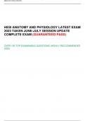 HESI ANATOMY AND PHYSIOLOGY LATEST EXAM 2023 TAKEN JUNE-JULY SESSION UPDATE COMPLETE EXAM (GUARANTEED PASS)