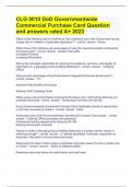 CLG 0010 DoD Governmentwide Commercial Purchase Card Question and answers rated A+ 2023