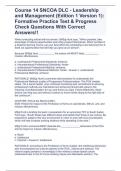 Course 14 SNCOA DLC - Leadership and Management (Edition 1 Version 1): Formative Practice Test & Progress Check Questions With Correct Answers!!