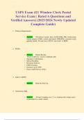 USPS Exam 421 Window Clerk Postal Service Exam | Rated A Questions and Verified Answers| (2023/2024 Newly Updated Complete Guide)