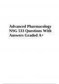 Advanced Pharmacology NSG 533 Questions With Answers Graded A+