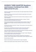 SCIENCE THIRD QUARTER Questions and Answers Combined from 2022-2023,solved for you.