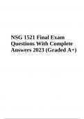 NSG 1521 Final Exam Questions With Complete Answers 2023 (Graded A+)