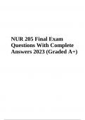 NUR 205 Final Exam Questions With Complete Answers 2023 (Graded A+)