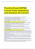 Practice Exam EDPNA Course Exam Questions and Answers All Correct 