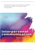 Test Bank for Interpersonal Communication, 4th Edition