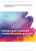 Test Bank for Interpersonal Communication 4th Edition By West.