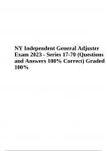 NY Independent General Adjuster Exam Test Questions and Answers 2023 (Already Graded A)