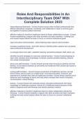 Roles And Responsibilities In An Interdisciplinary Team D047 With Complete Solution 2023