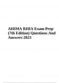 AHIMA RHIA Exam Prep (7th Edition) Questions And Answers 2023 (Already Graded A+)