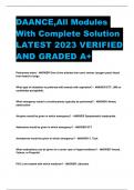 DAANCE,All Modules With Complete Solution  LATEST 2023 VERIFIED AND GRADED A+