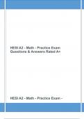 HESI A2 - Math - Practice Exam Questions & Answers Rated A+ 